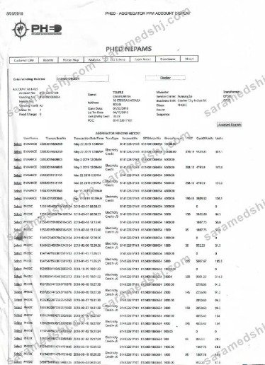INDIA PHED utility bill Word and PDF template